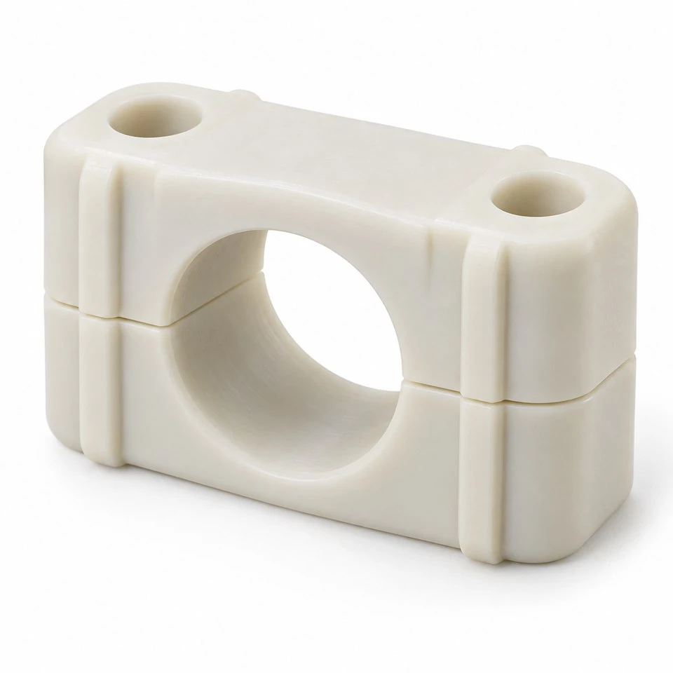 Custom Injection Molded Nylon Pipe Clamps Custom Injection Molded Nylon Pipe Clamps
