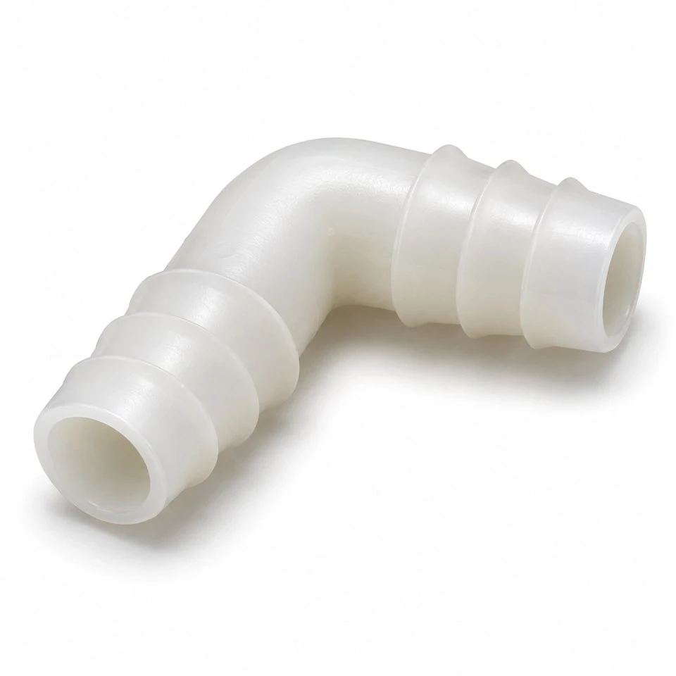 Custom Injection Molded PP Hose Elbow Connectors Custom Injection Molded PP Hose Elbow Connectors