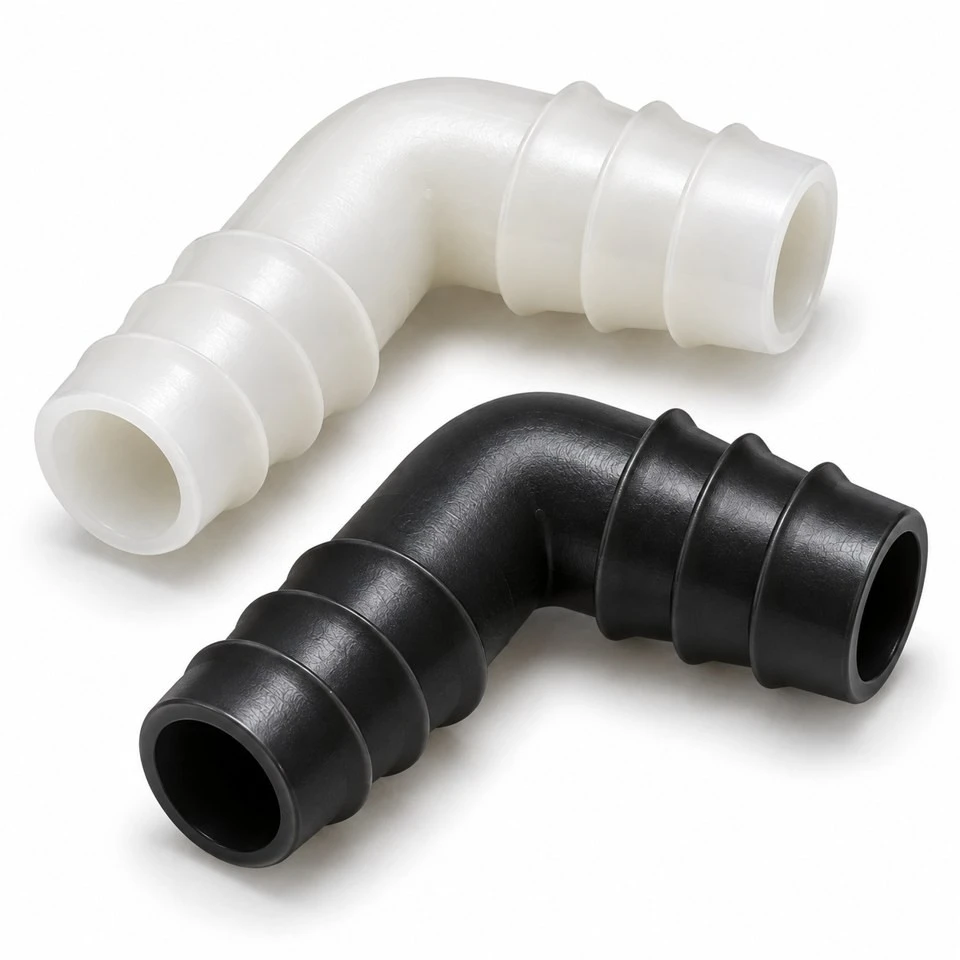 Custom Injection Molded PP Hose Elbow Connectors high quality Custom Injection Molded PP Hose Elbow Connectors high quality