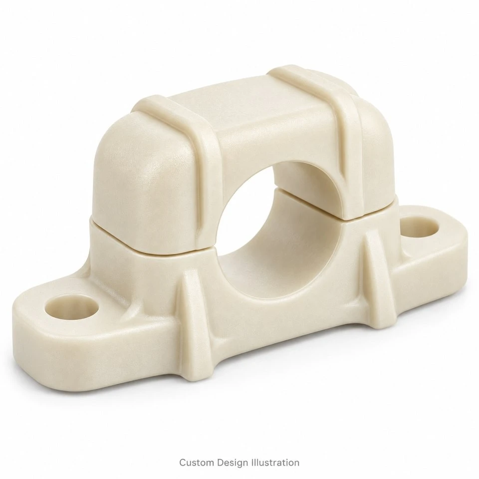 Custom Injection Molded Nylon Split Pipe Clamps high quality Custom Injection Molded Nylon Split Pipe Clamps high quality