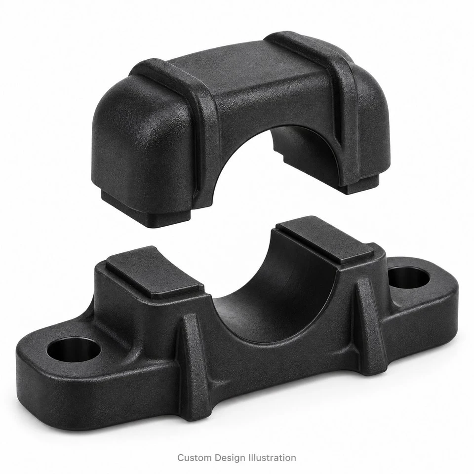 Custom Injection Molded Nylon Split Pipe Clamps best Custom Injection Molded Nylon Split Pipe Clamps best