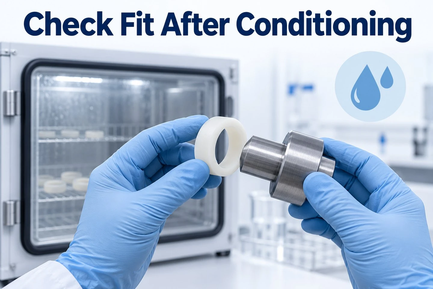 info-1-1 Conceptual illustration of checking a nylon ring fit after controlled conditioning