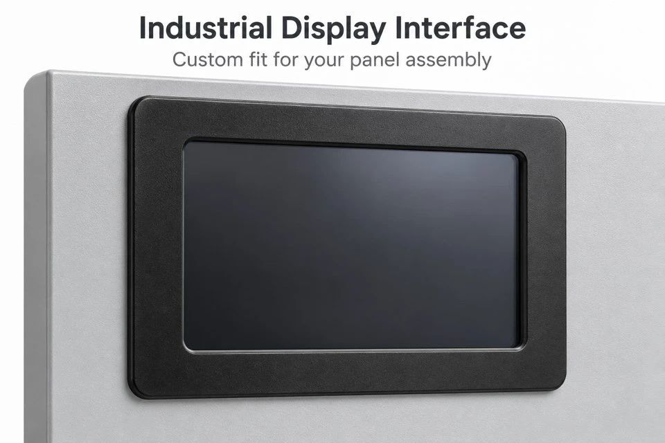 product-1-1 Custom ABS bezel positioned around a display in an industrial equipment panel