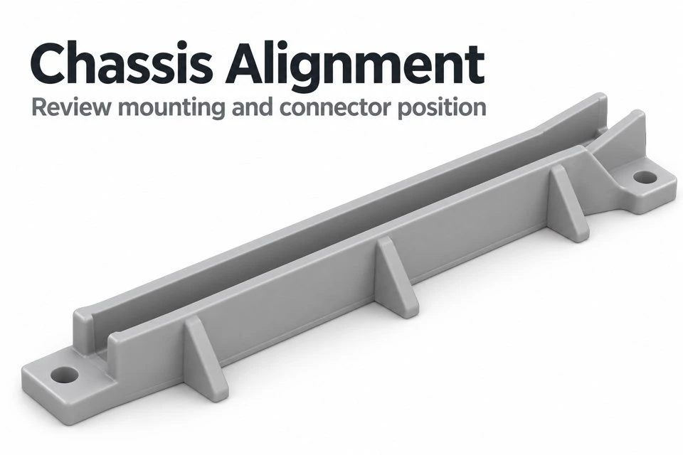 ABS guide rail ribs and mounting interfaces ABS card guide rail concept showing external support ribs and the mounting interfaces