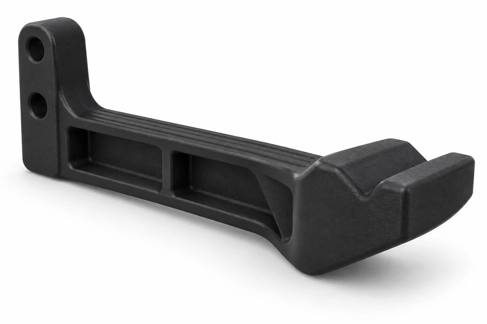 product-1-1 Custom nylon robot gripper finger concept with a shaped V-contact tip for a cylindrical workpiece