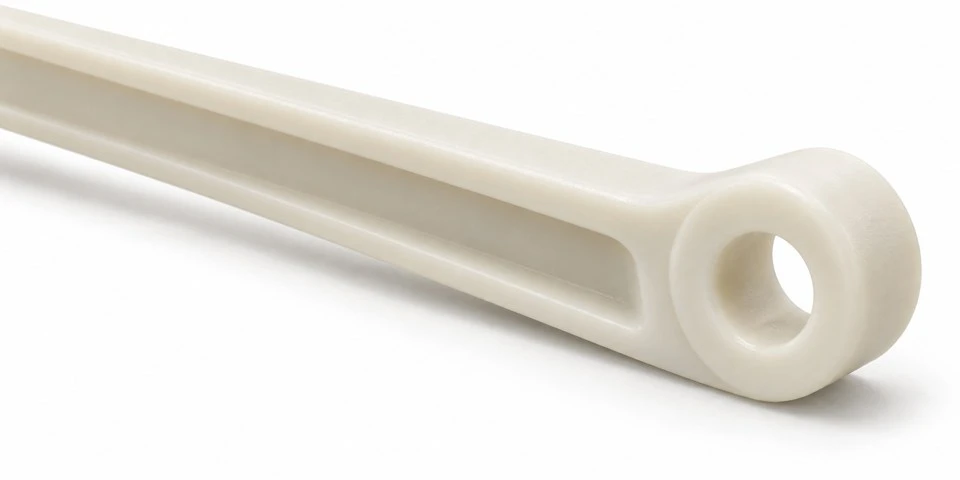product-1-1 Float linkage eye and reinforcing rib of a polypropylene valve lever