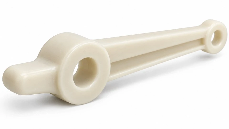 product-1-1 Pivot boss and rounded operating nose of a custom PP float valve lever